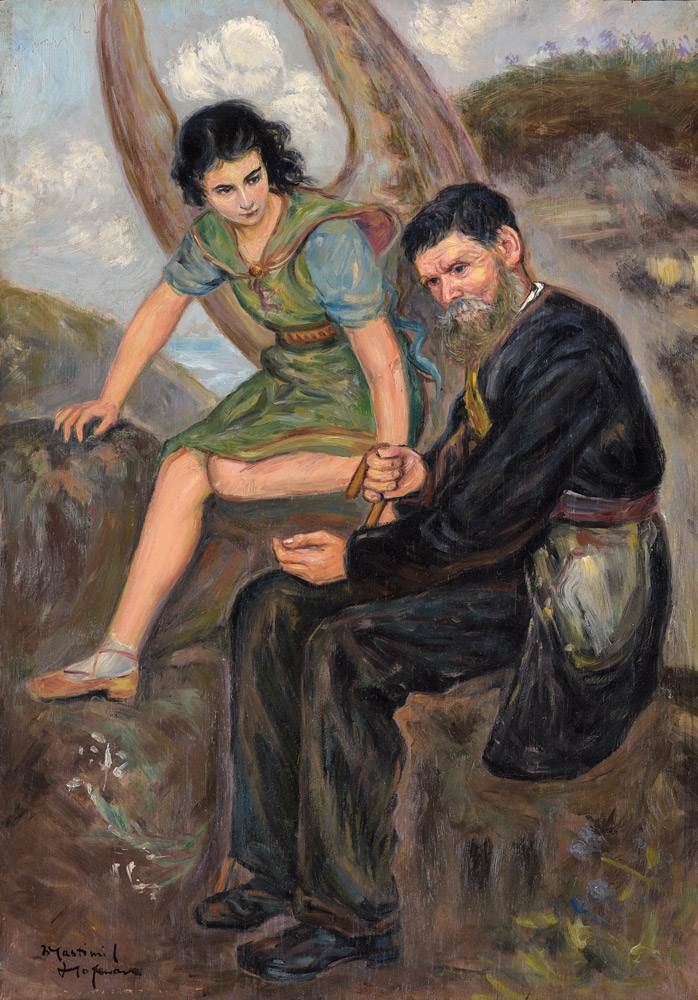 Wlastimil Hofman (1881-1970) "Anioł i starzec", źródło: Düsseldorfer Auktionshaus