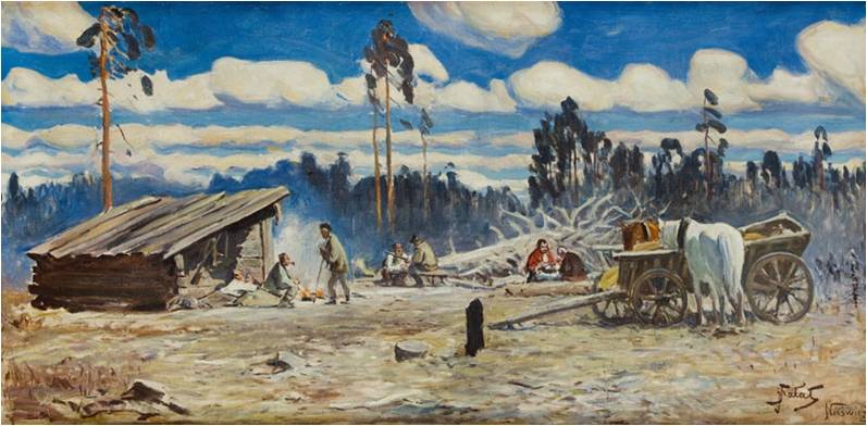 Julian Fałat (1853-1929) "Odpoczynek po polowaniu w Nieświeżu", olej na płótnie, SPRZEDAŻ: 190 000 zł, źródło: DESA Unicum