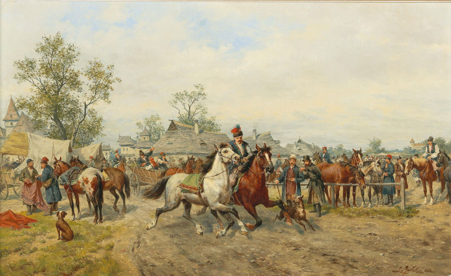 Ludwik Gędłek (1847-1904) „Targ koński”, źródło: Dorotheum