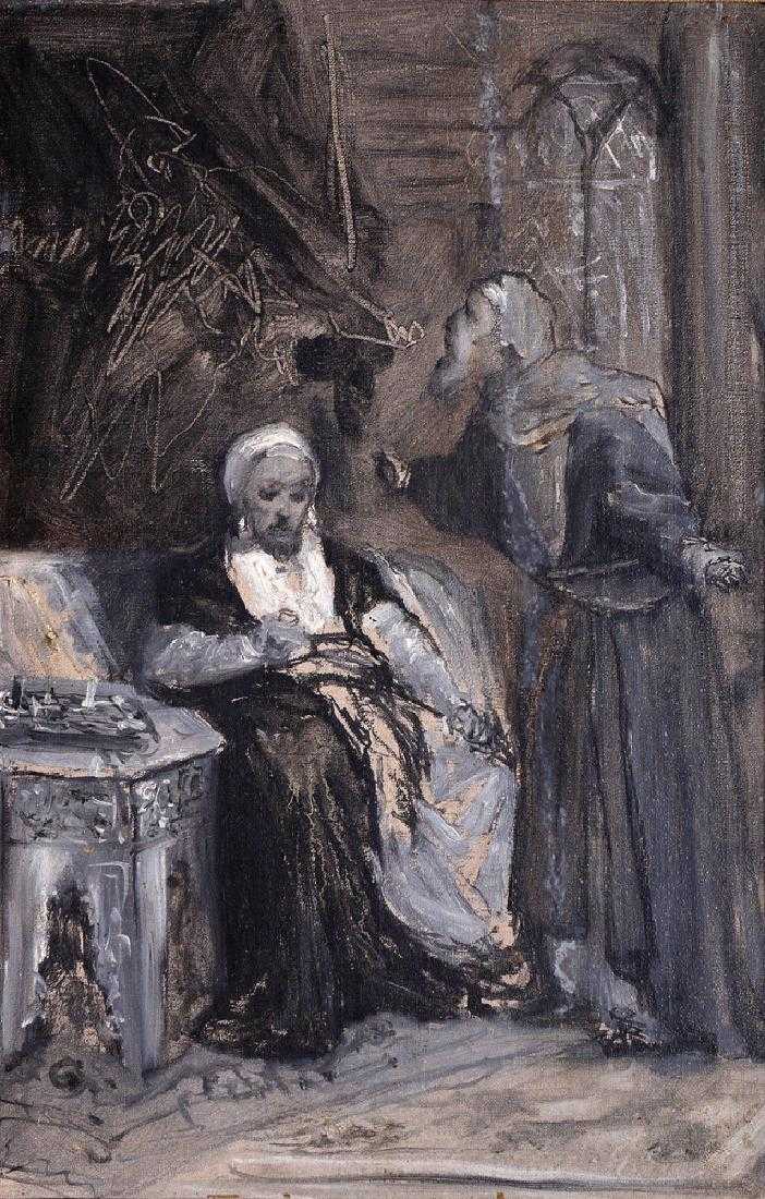 Maurycy Gottlieb (1856-1879) „Scena biblijna (z cyklu Natan i mędrzec)”, źródło: Tiroche Auction House