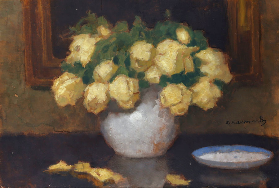Alfons Karpiński "Żółte róże", źródło: Salon Dzieł Sztuki Connaisseur