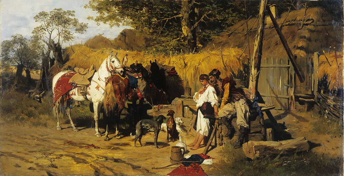 Józef Brandt "Kozak i dziewczyna przy studni", 1875 rok, źródło: Muzeum Narodowe w Kielcach