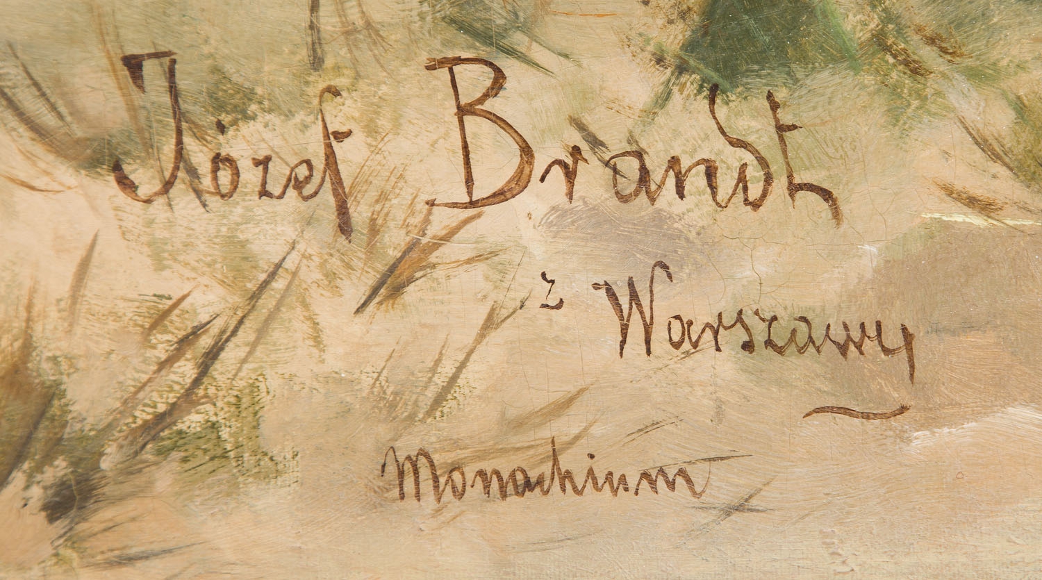 Sygnatura Józefa Brandta z obrazu "Powrót z targu", źródło: Desa Unicum