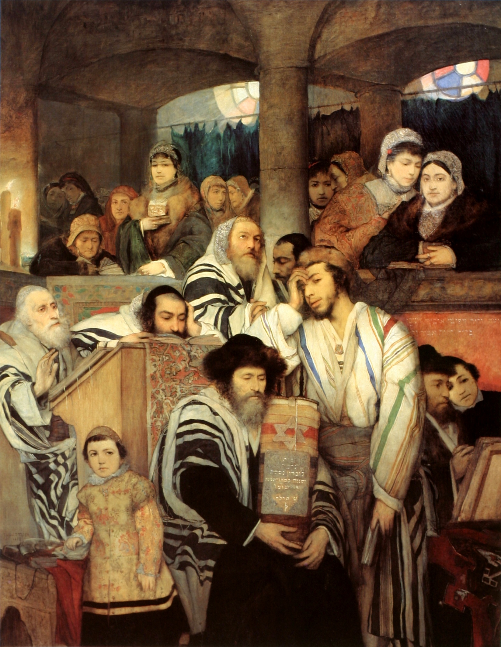 Maurycy Gottlieb "Żydzi modlący się w Jom Kippur", 1878 rok, źródło: Muzeum Sztuki w Tel-Awiwie