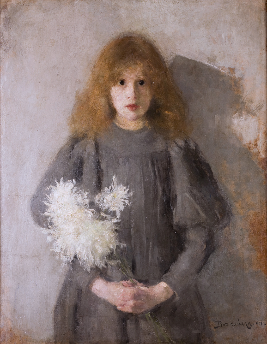 Olga Boznańska "Dziewczynka z chryzantemami", 1894 rok, źródło: Muzeum Narodowe w Krakowie