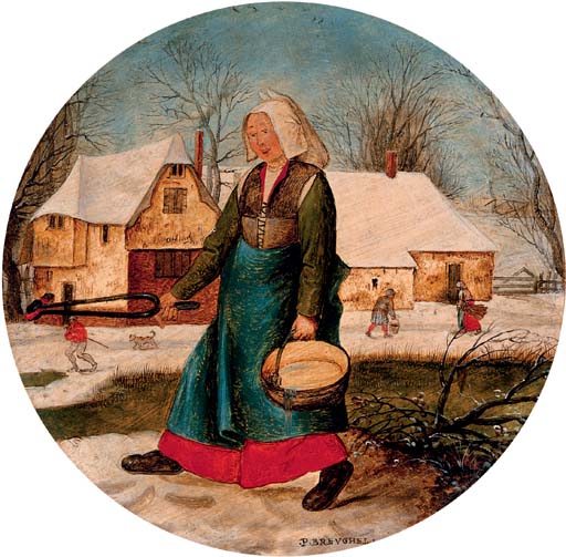 Pieter Brueghel Młodszy "Kobieta w zimowym krajobrazie", źródło:  Christie's