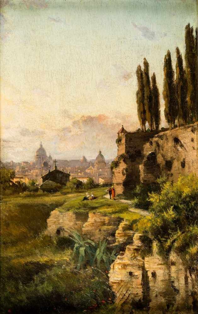 Józef Sierakowski (1765-1831) „Widok z Forum Romanum na Bazylikę św. Piotra”, źródło: Auktionscontor Frank Peege