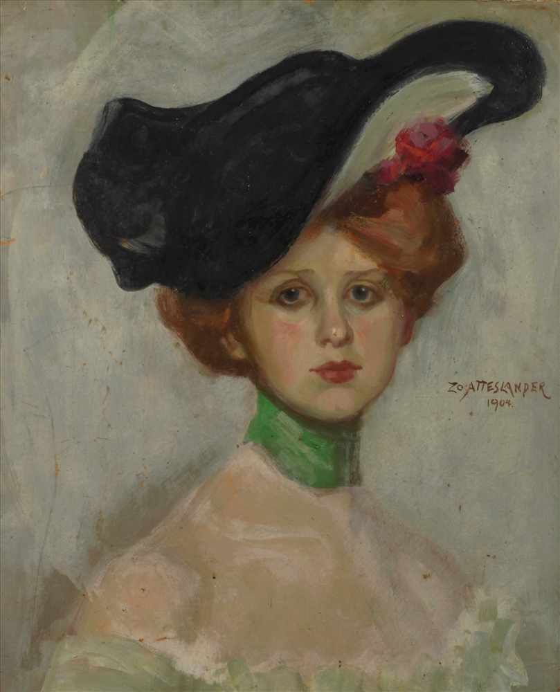 Zofia Atteslander (1874-1928) „Portret damy w kapeluszu”, źródło: Auktionshaus Mehlis