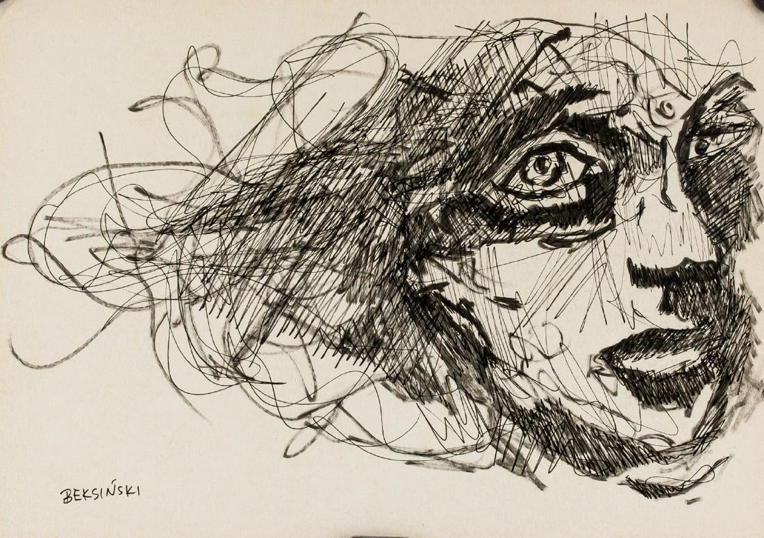 Artysta Nierozpoznany mający imitować Zdzisława Beksińskiego (1929-2005) „Portret kobiety”, źródło: 888 Auctions