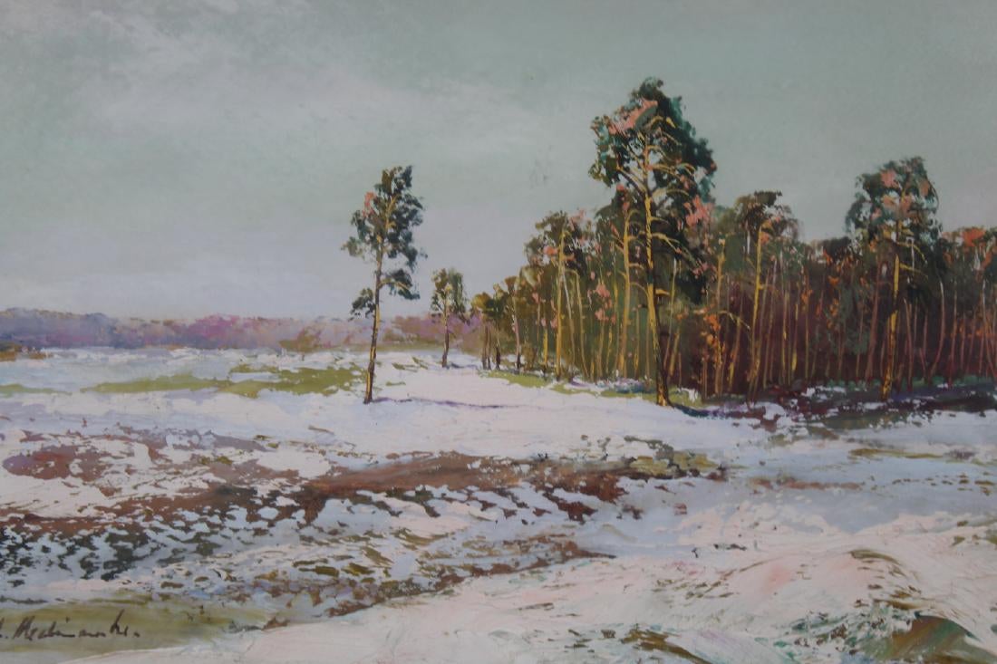 Apoloniusz Kędzierski (1861-1939) „Zachód pod lasem”, źródło: Helmuth Stone Gallery