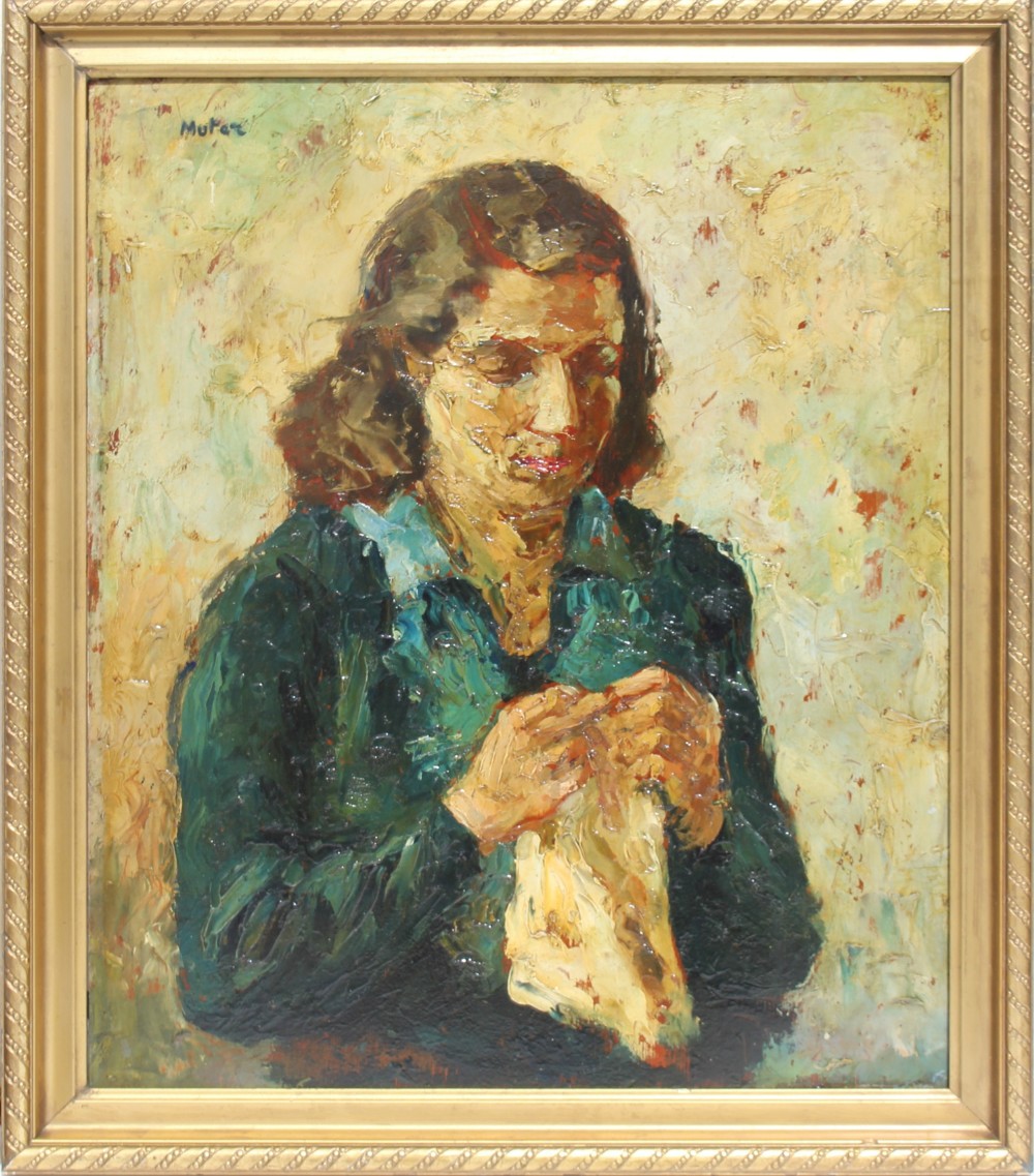 Mela Muter (1876-1967) „Portret kobiety z chusteczką”, źródło: Semley Auctioneers 