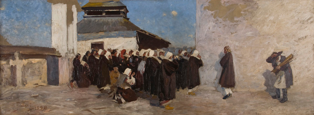 Julian Fałat "Przed cerkwią", ok. 1899 roku, źródło: Muzeum Narodowe w Krakowie