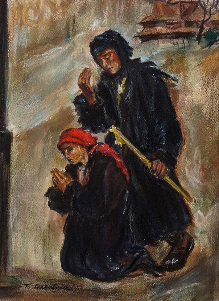 Teodor Axentowicz (1859-1938) „Na gromniczną”, źródło: Leslie Hindman
