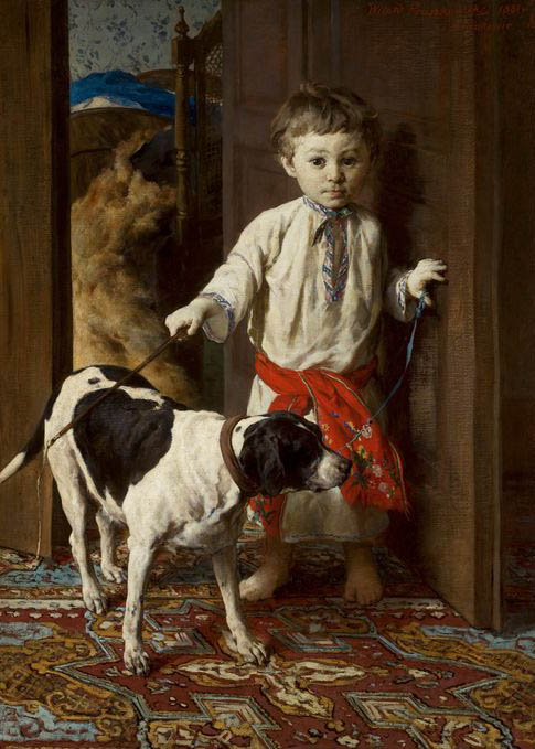 Witold Pruszkowski "Portret syna artysty z psem", 1881 rok, źródło: Muzeum Narodowe w Warszawie