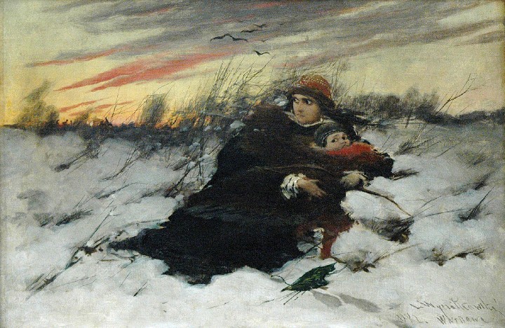 Leon Wyczółkowski "Ucieczka Maryny Mniszchówny z synem", 1882 rok, źródło: Rempex