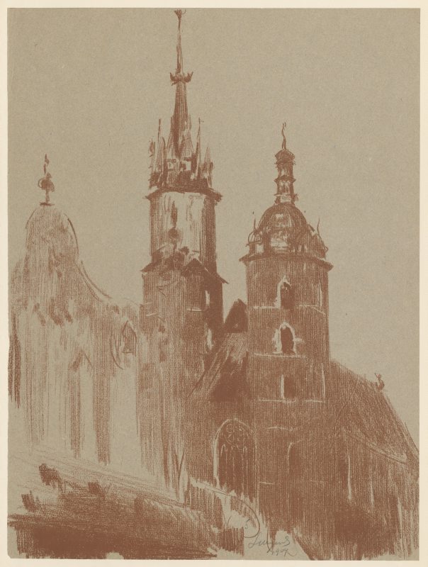 Leon Wyczółkowski "Kościół Panny Marii w Krakowie", 1904 rok, źródło: Muzeum Narodowe w Warszawie