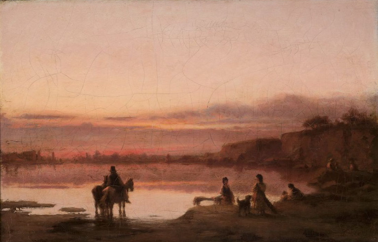 Wilhelm Leopolski "Pejzaż o zachodzie słońca", lata 1874-1875, źródło: Muzeum Narodowe w Warszawie