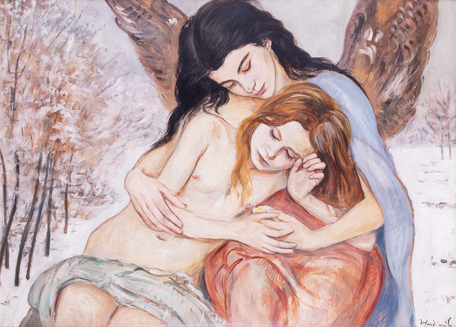 Wlastimil Hofman "Pod opieką anioła", lata 20. XX wieku, źródło: Salon Dzieł Sztuki Connaisseur