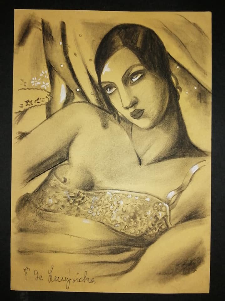 Tamara Łempicka (1898-1980) „Martwa natura z draperią i lilią w wazonie”, źródło: International Art Auction Network