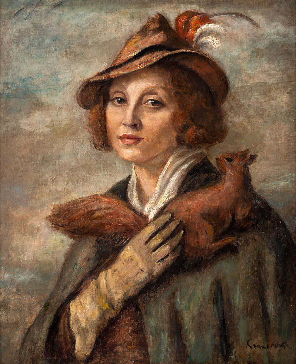 Roman Kramsztyk (1885-1942) "Dama z wiewiórką. Portret Marii Brydzińskiej", źródło: Polswiss Art