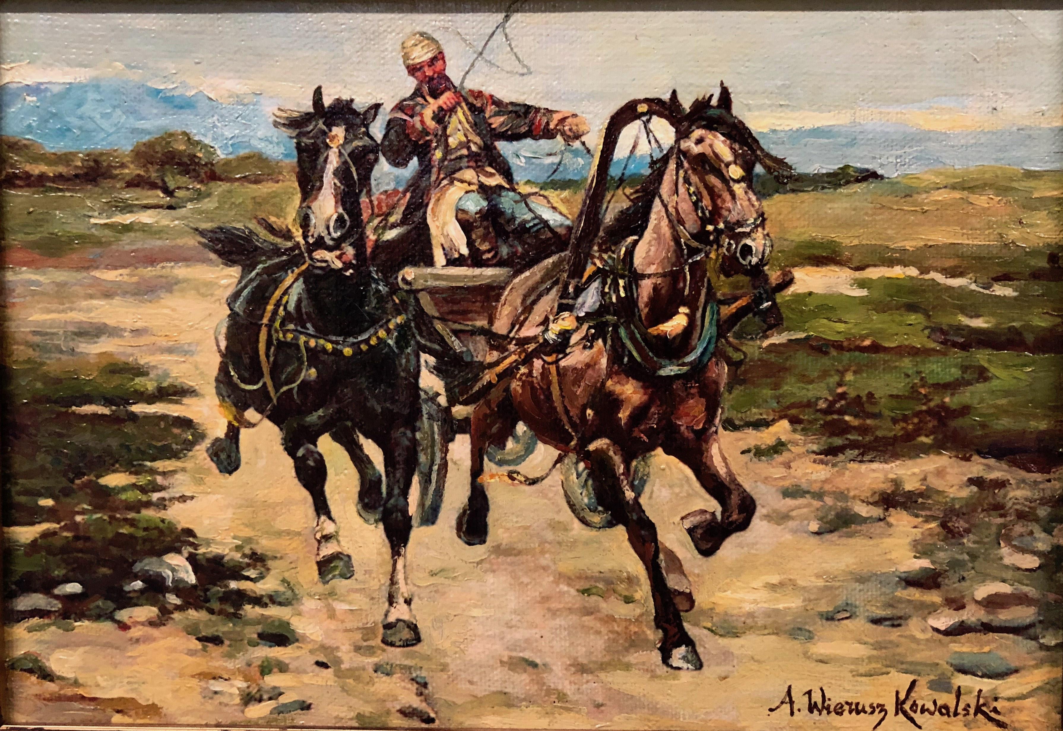 Alfred Wierusz Kowalski (1849-1915) „Dwukonna bryczka”, źródło: Kensington Estate Auction