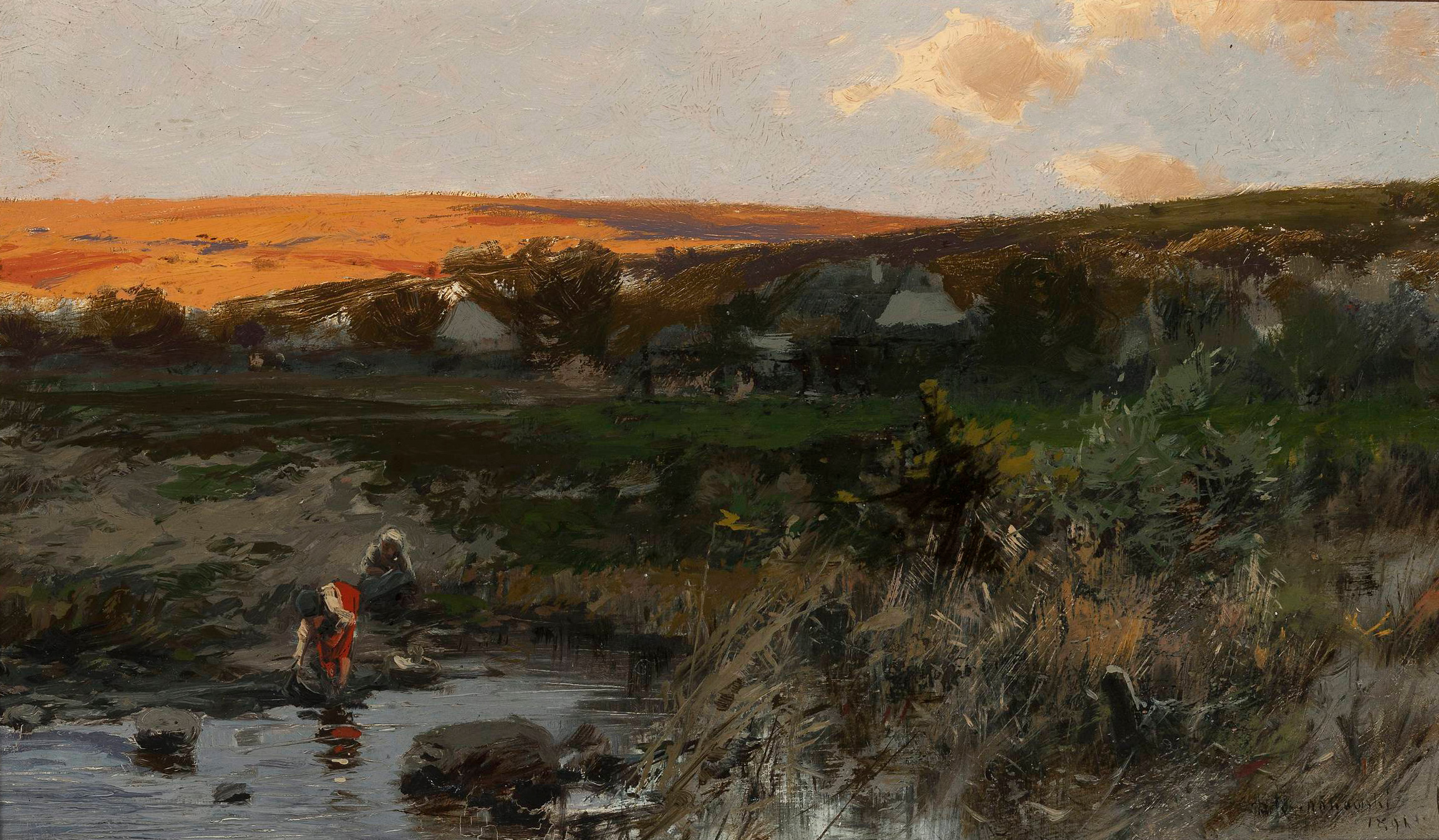 Roman Kochanowski (1857 - 1945) "Krajobraz o zachodzie słońca", 1891 rok, źródło: Muzeum Narodowe w Warszawie