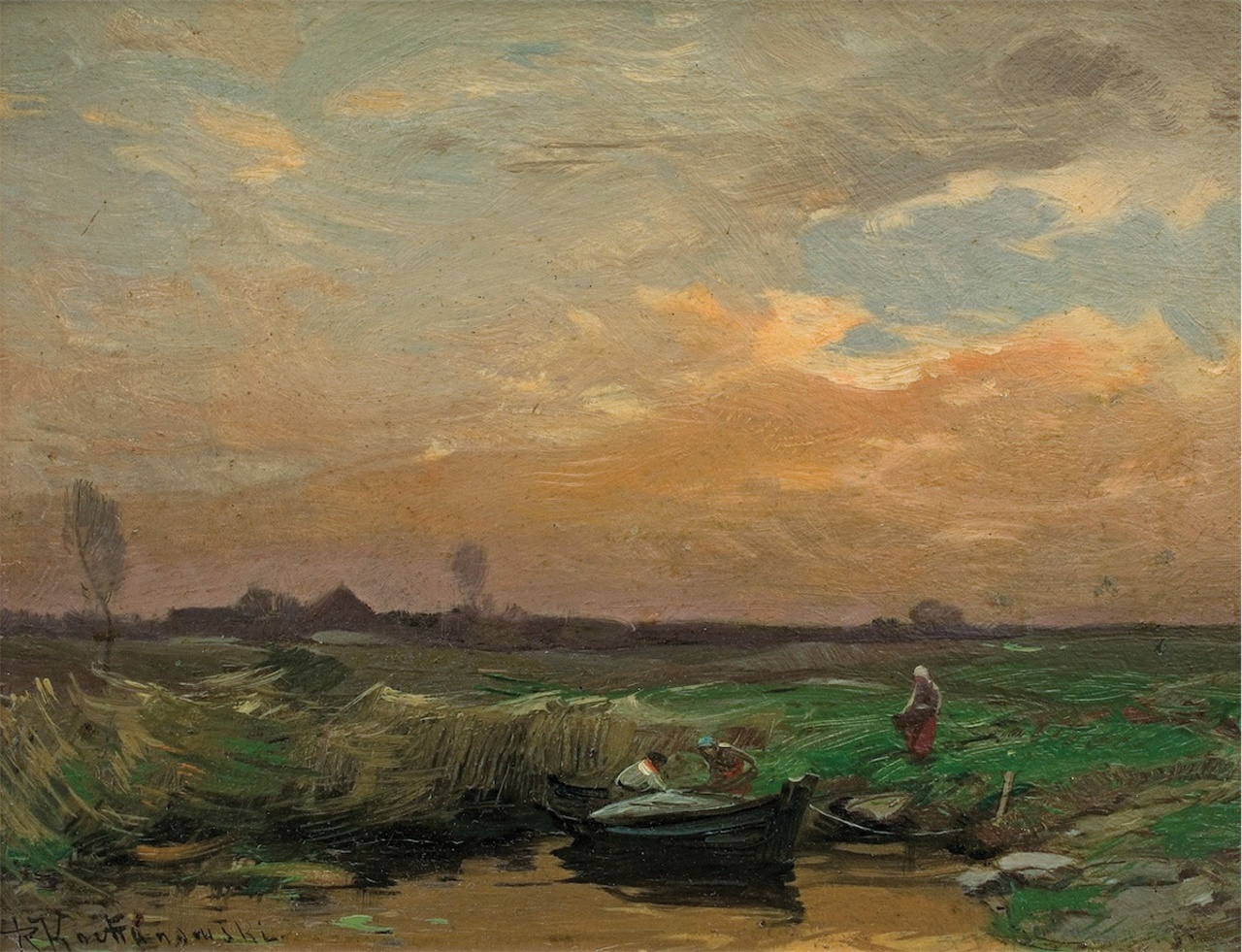 Roman Kochanowski (1857-1945) "Pejzaż z łódką", źródło: Agra-Art