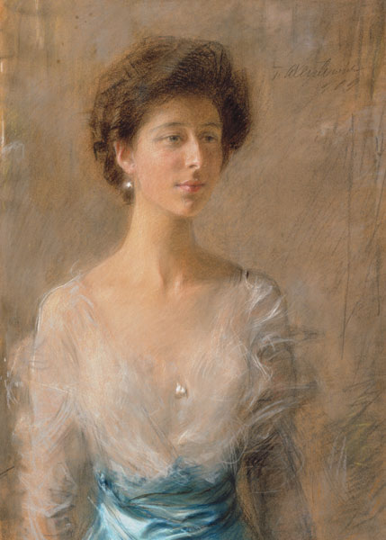 Teodor Axentowicz (1859 - 1938) "Portret Pani Pillatowej", 1909 rok, źródło: Muzeum Narodowe we Wrocławiu