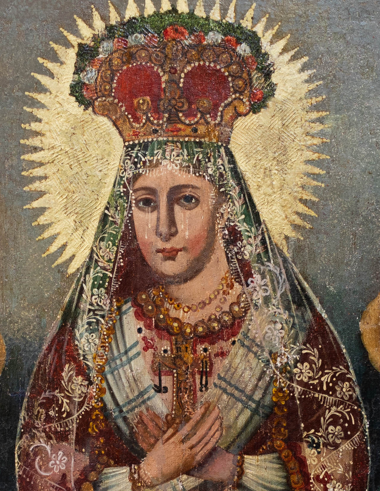 Warsztat Chrząstkiewiczów, "Matka Boska Saletyńska", fragment, źródło: archiwum autora