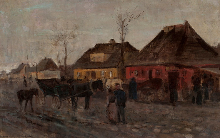 Maksymilian Gierymski (1846-1874) "Wiosna w małym miasteczku", szkic, lata 1867-1868, źródło: Muzeum Narodowe w Warszawie