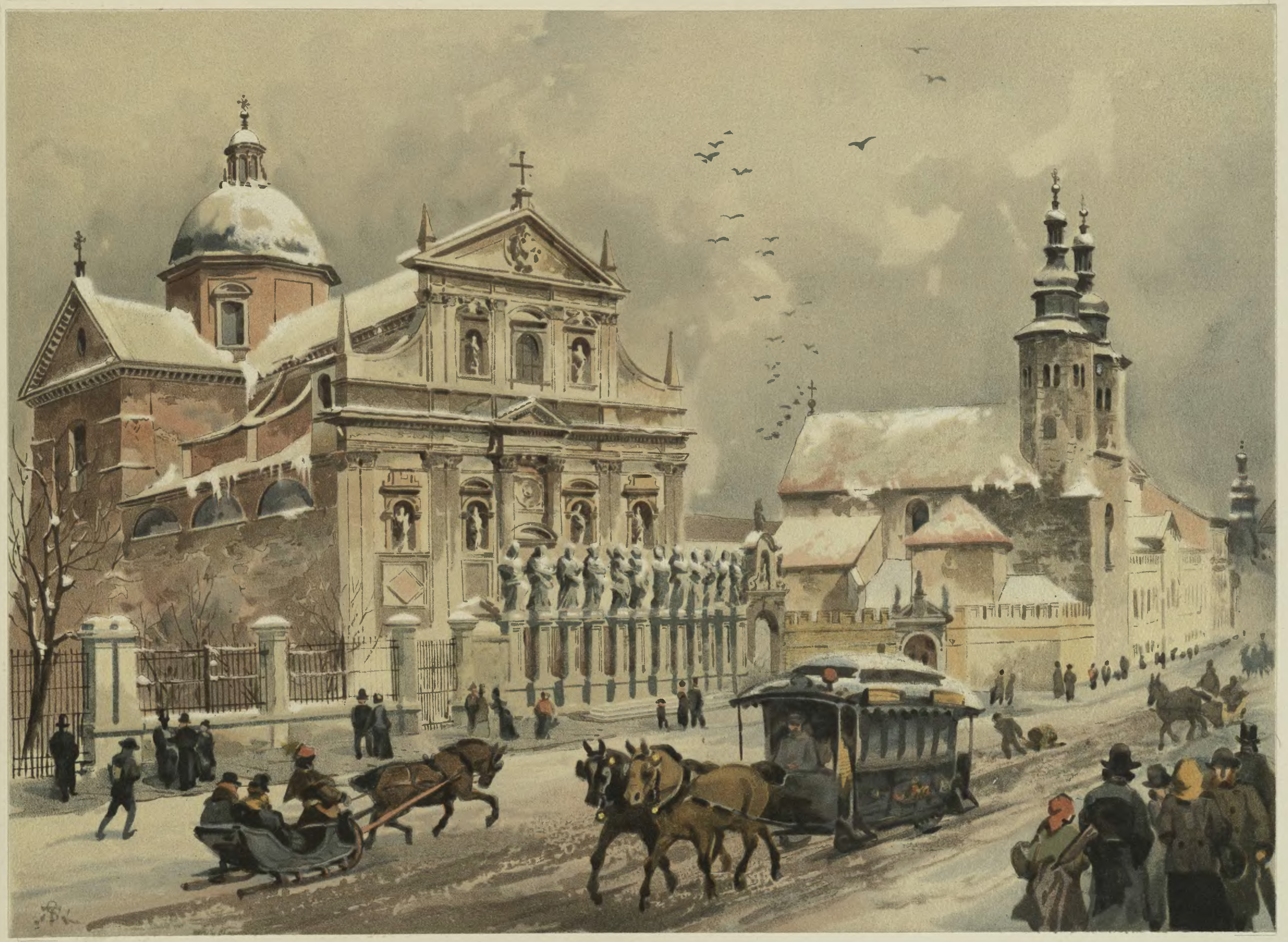Juliusz Kossak (1824-1899) i Stanisław Tondos (1854-1917) "Kościół śś. Piotra w Pawła", chromolitografia z 1886 roku