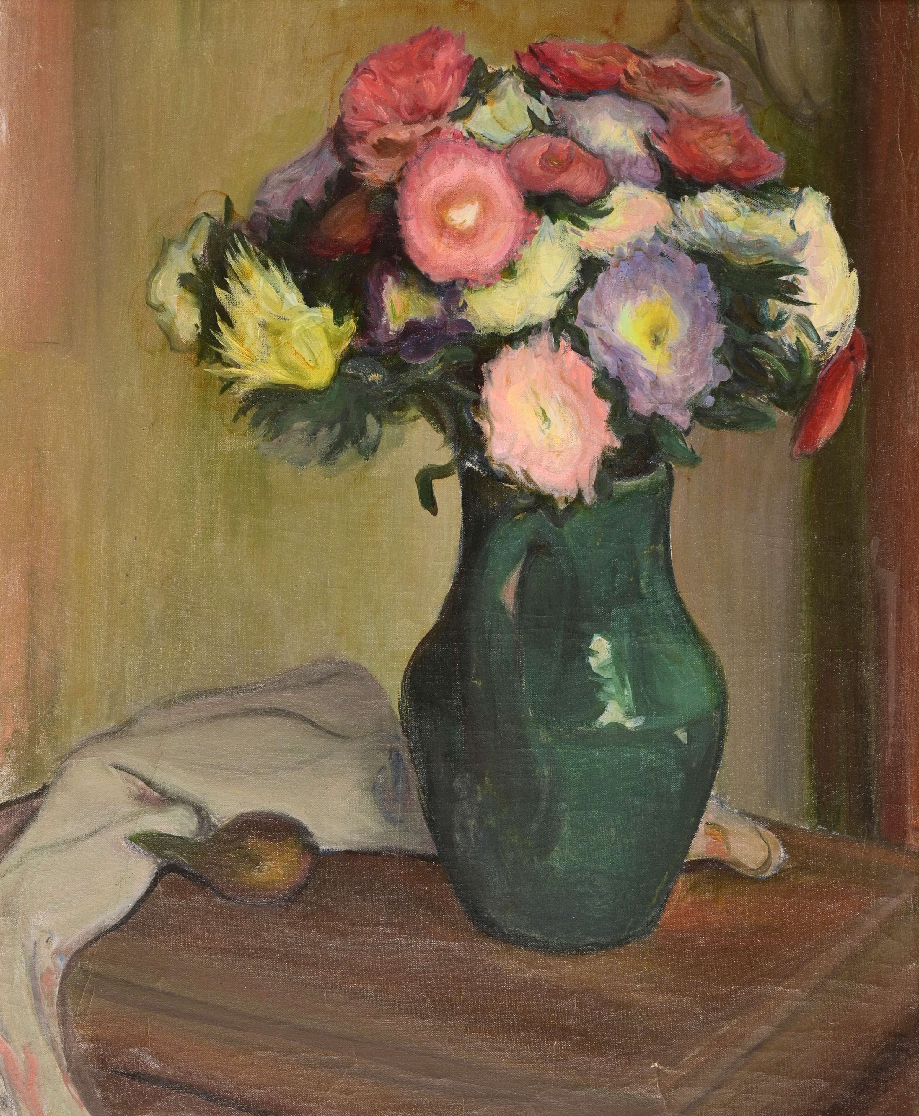 Władysław Ślewiński (1854-1918) „Kwiaty w wazonie z zieloną polewą”, źródło: Maître Philippe LANNON et THIERRY-LANNON et Associés
