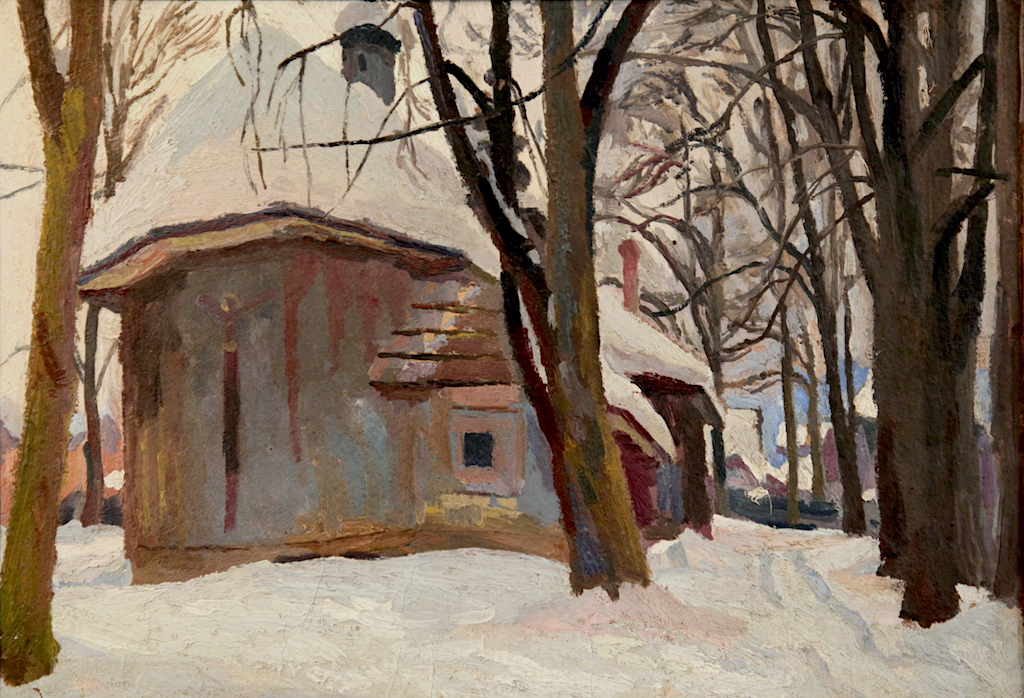 Stanisław Kamocki (1875-1944) "Stary kościół w Zakopanem", źródło: Muzeum Okręgowe w Bydgoszczy (kolekcja Wandy i Leonarda Pietraszaków)