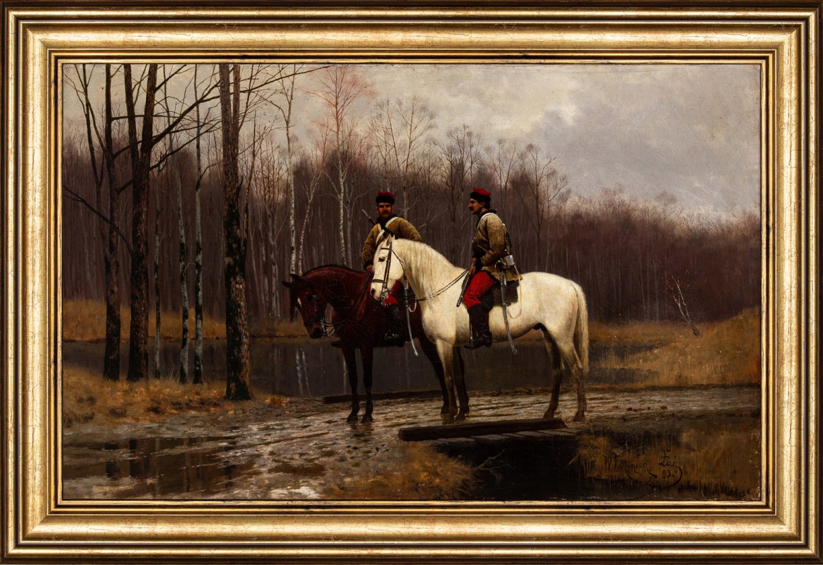 Włodzimierz Łoś (1849-1888) "Patrol powstańczy", 1883 rok, źródło: Salon Dzieł Sztuki Connaisseur