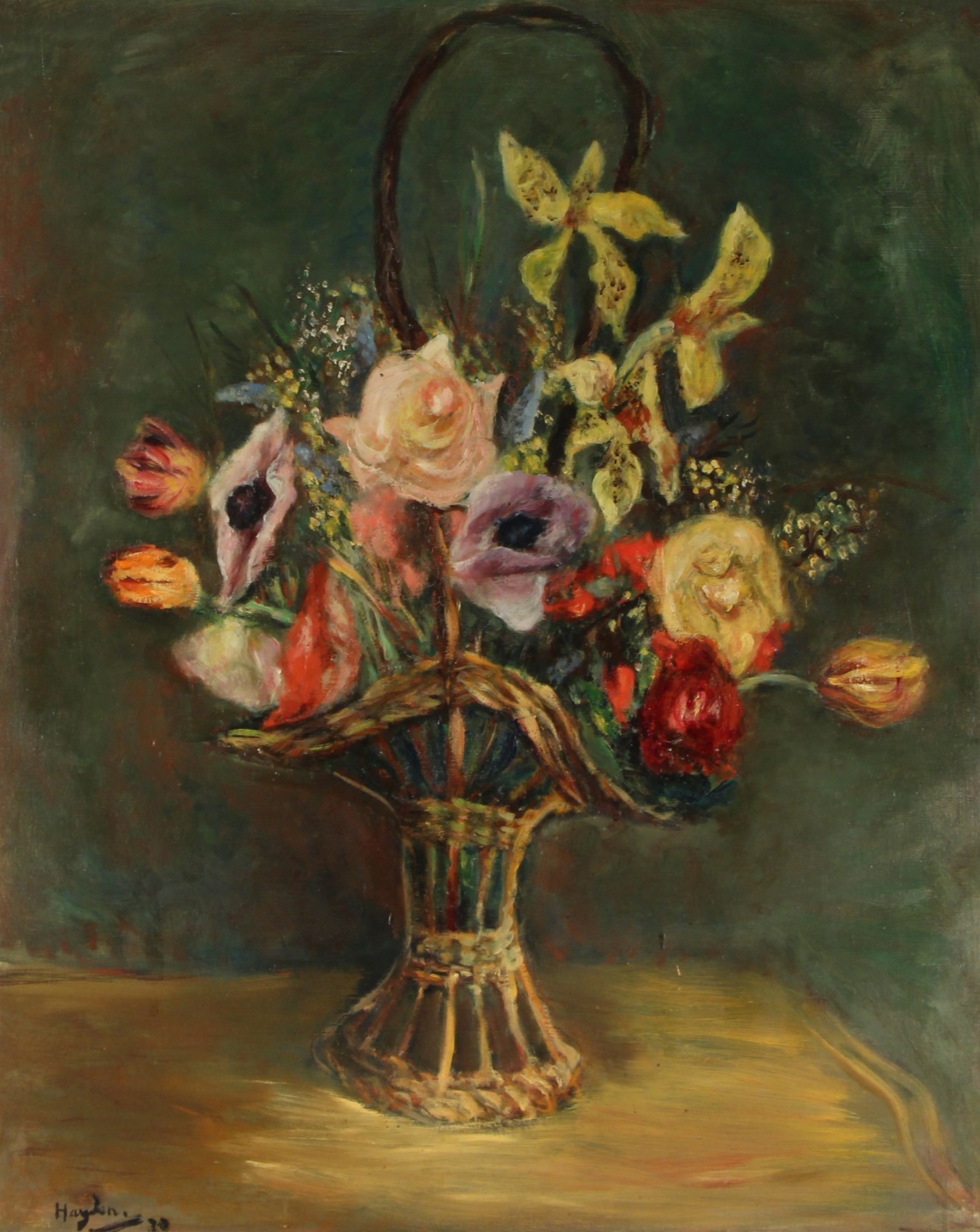 Henryk Hayden (1883-1970) „Bukiet kwiatów w plecionym koszu", źródło: Clarke Auction