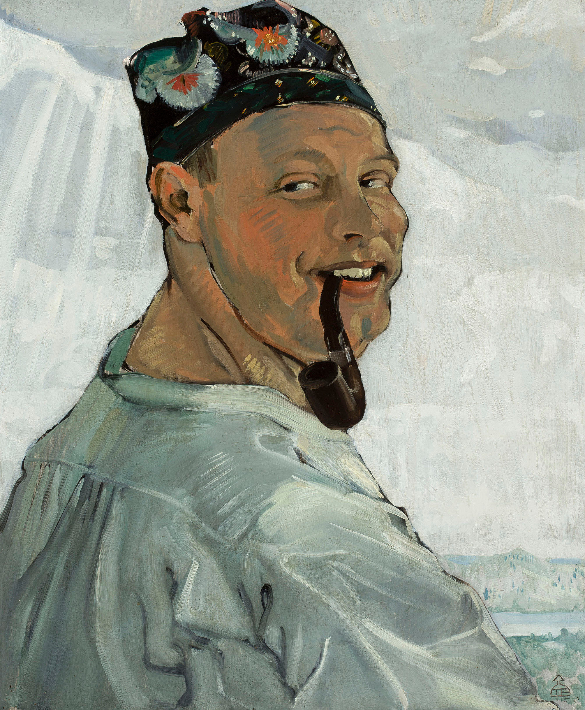 Tadeusz Pruszkowski (1888-1942) "Autoportret z fajką", 1915 rok, źródło: Muzeum Narodowe w Warszawie
