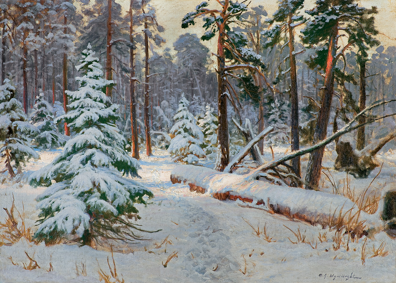 Michał Gorstkin-Wywiórski (1861-1926) "Las zimą", źródło: Agra-Art