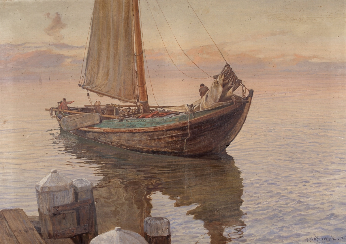 Michał Gorstkin-Wywiórski (1861-1926) "Łódź rybacka", 1916 rok, źródło: Narodowe Muzeum Morskie w Gdańsku