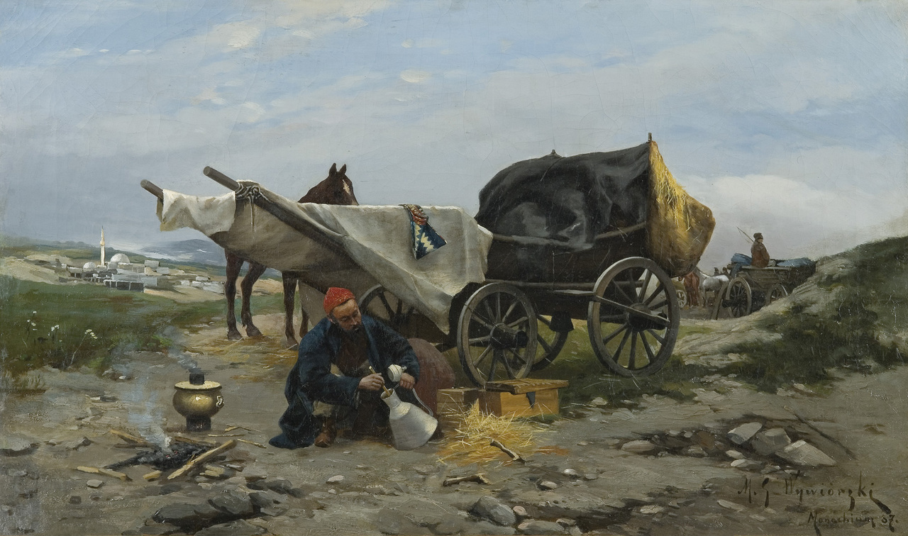 Michał Gorstkin-Wywiórski (1861-1926) "Odpoczynek w drodze", 1887 rok, źródło: Agra-Art