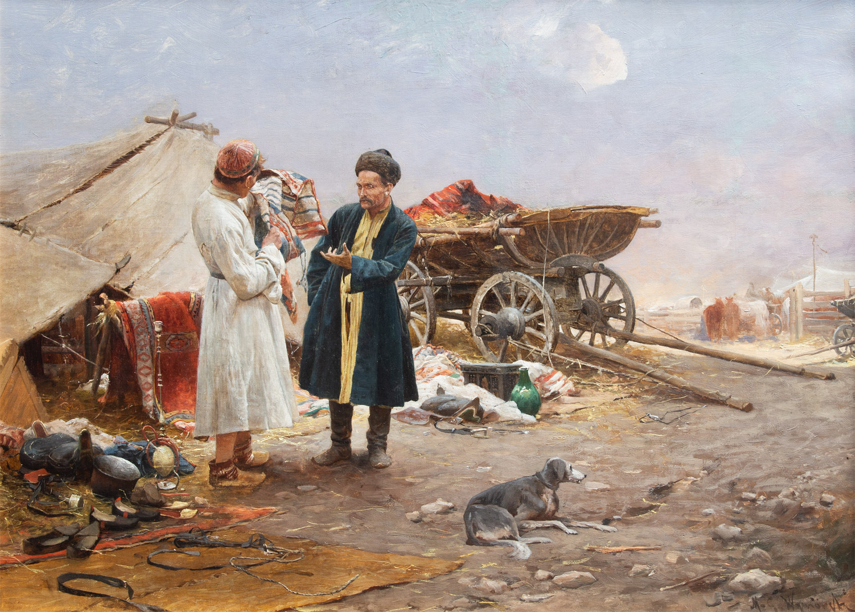Michał Gorstkin-Wywiórski (1861-1926) "Targ", źródło: Salon Dzieł Sztuki Connaisseur