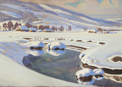 Julian Fałat (1853-1929) „Krajobraz zimowy z rzeką. Bystra"