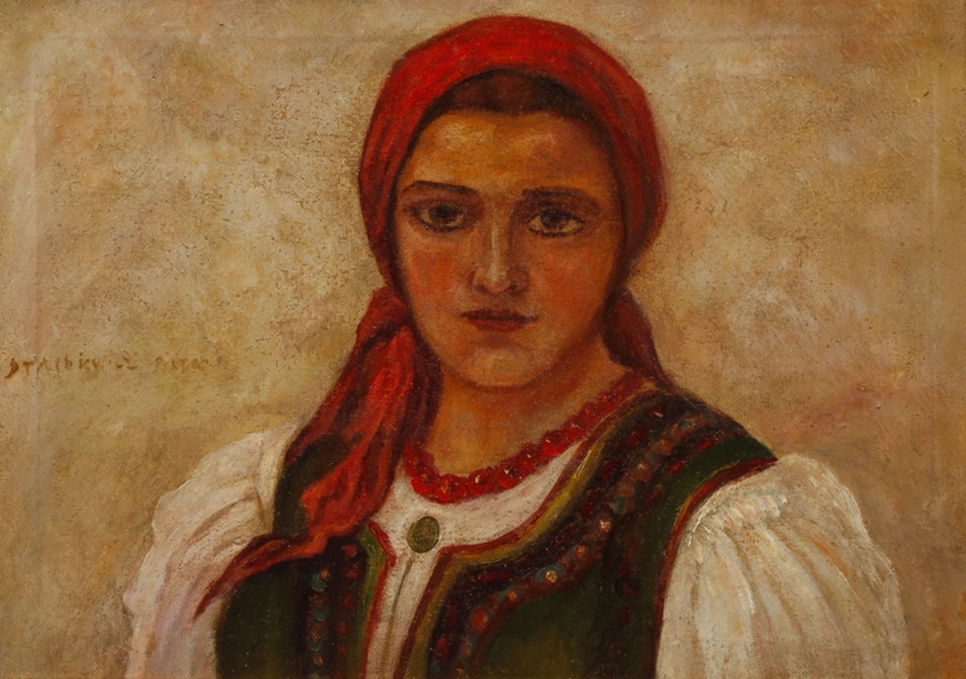 Piotr Stachiewicz (1858-1938) „Wiejska dziewczyna”, źródło: Auktionshaus Mehlis
