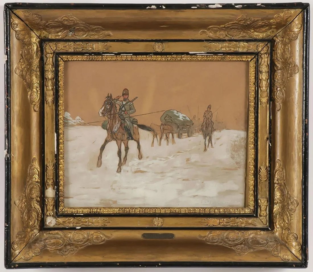 Józef Chełmoński (1849-1914) „Wojskowy tabor”, źródło: Jackson's International Auctioneers