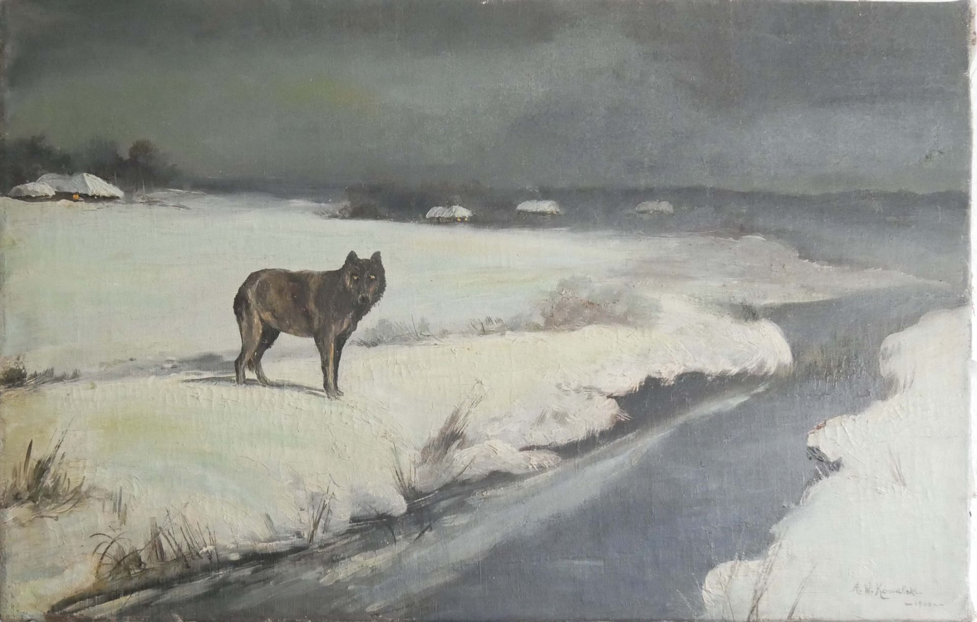 Alfred Wierusz Kowalski (1849-1915) „Samotny wilk”, źródło: Leininger Auktionshaus