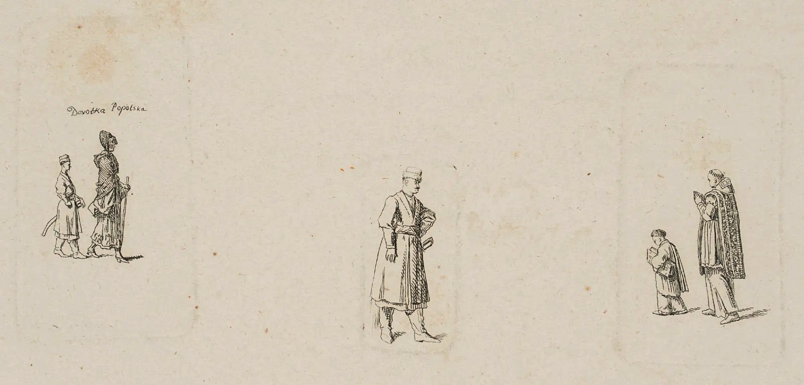 Daniel Chodowiecki (1726-1801) „Trzy polskie postaci” 1775 rok, źródło: Fichter Kunsthandel