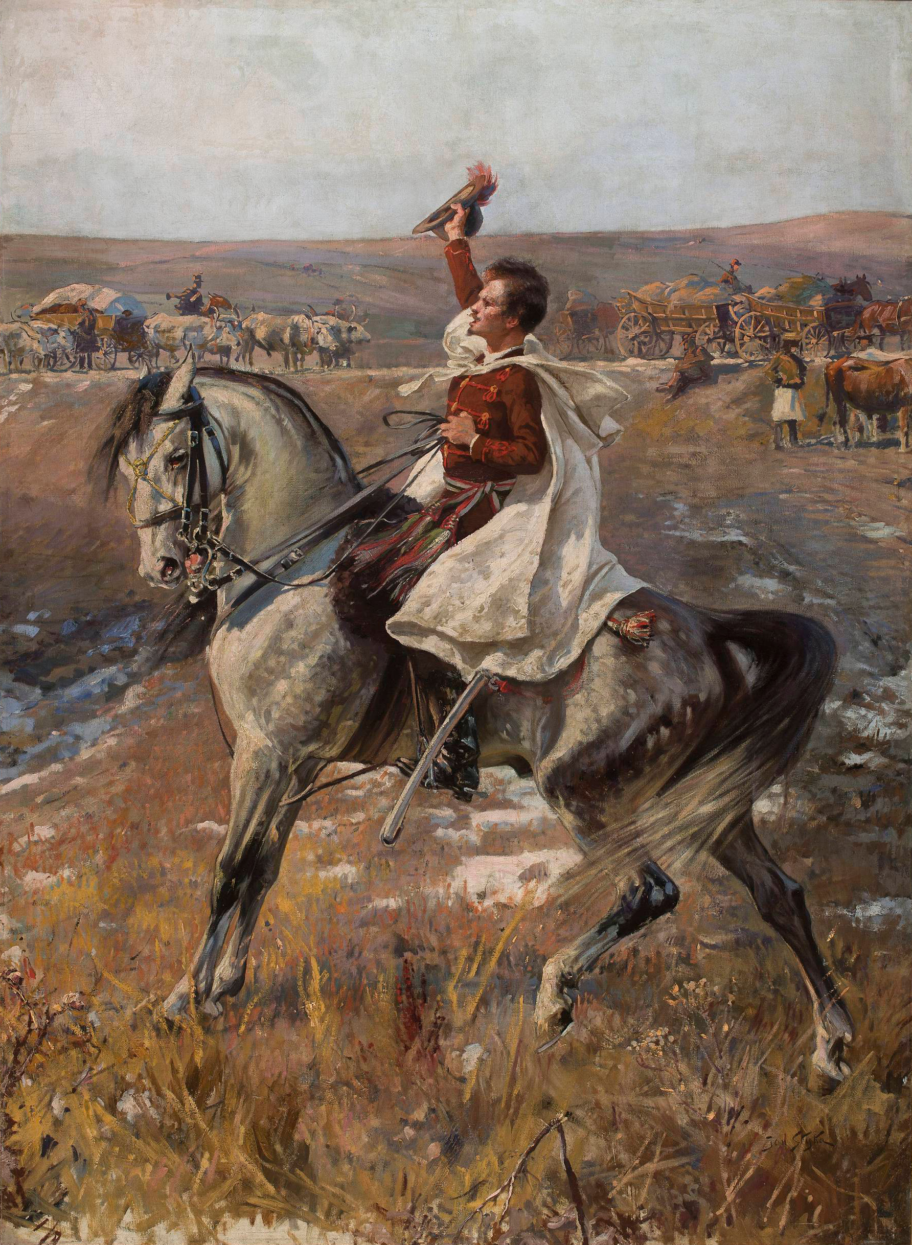 "Portret Petöfiego na koniu na tle taboru", 1897 rok, źródło: Muzeum Narodowe w Warszawie