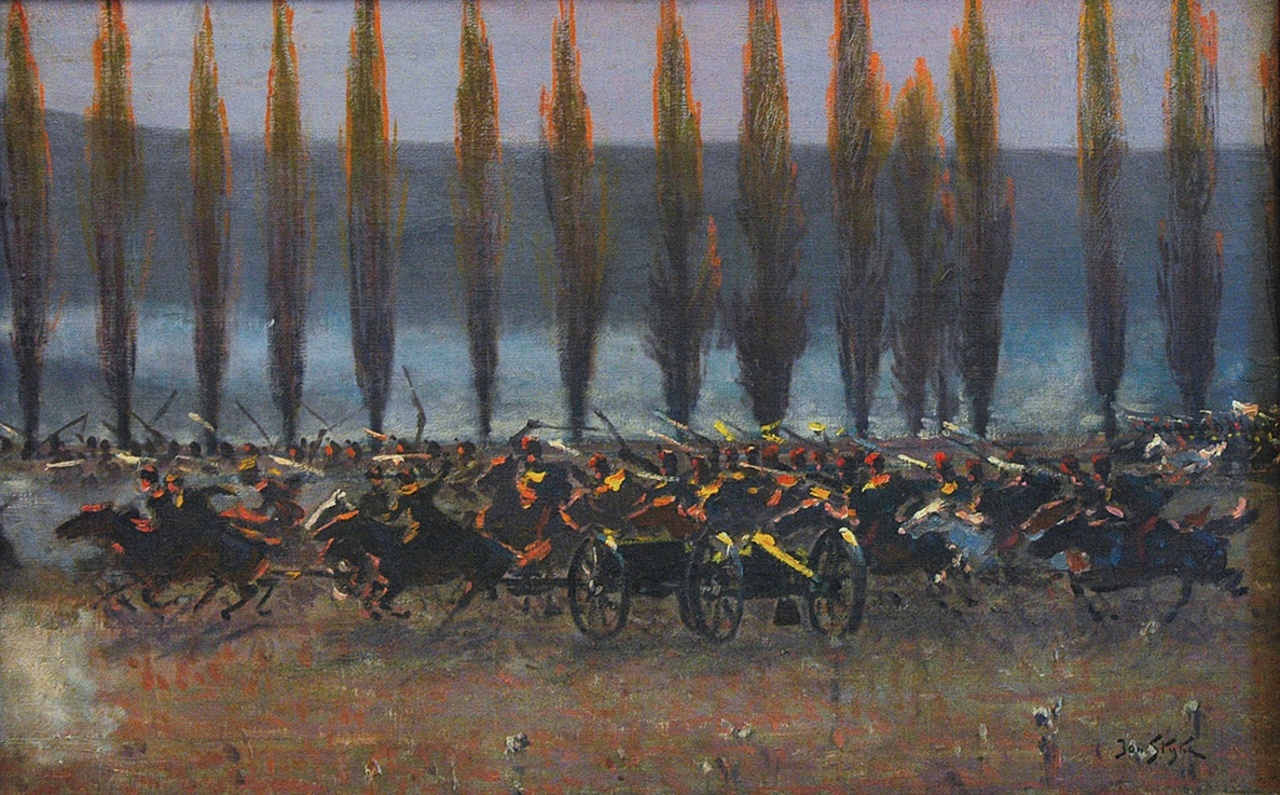"Rozbicie rosyjskiej artylerii przez huzarów", 1897 rok, źródło: Muzeum Okręgowe w Tarnowie
