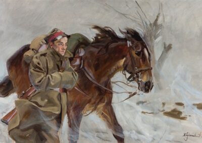 Wojciech Kossak (1856-1942) „Żołnierz z koniem"