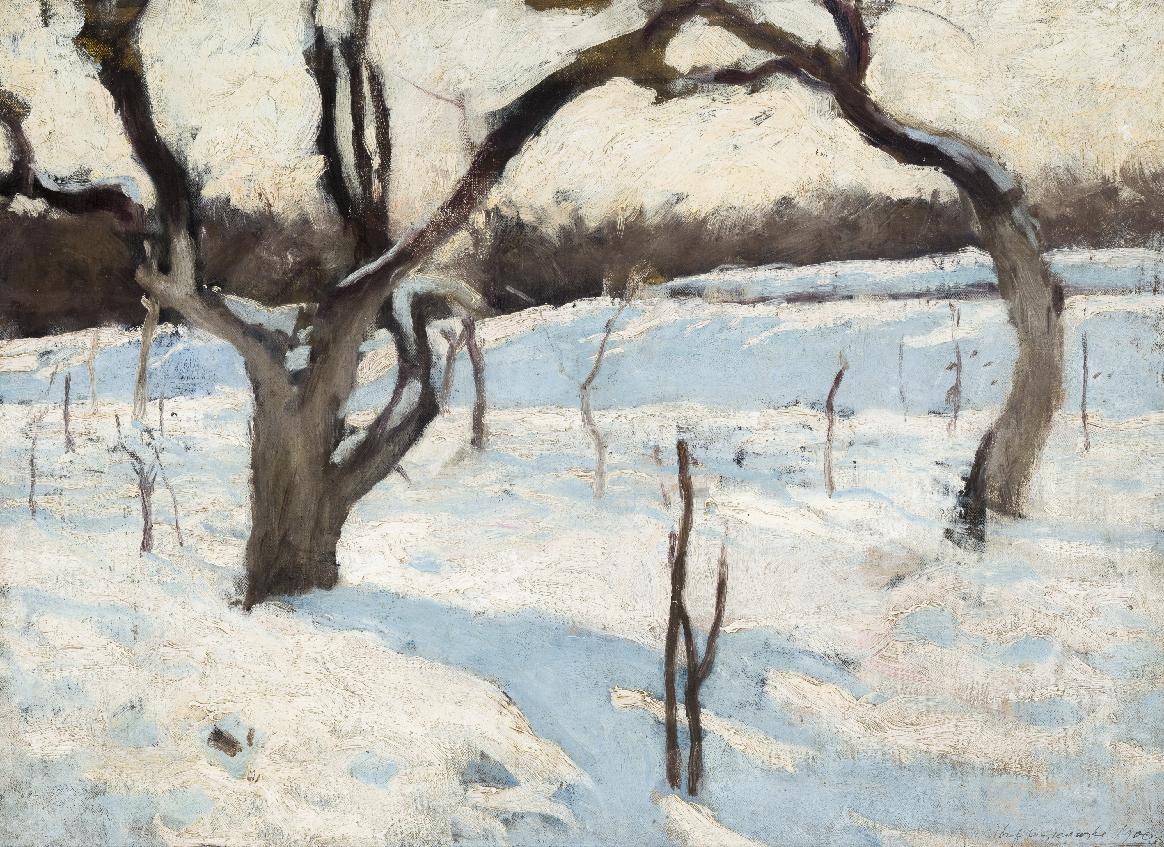 Józef Czajkowski (1872-1947) "Sad w zimie", 1900 rok, źródło: Muzeum Narodowe w Krakowie
