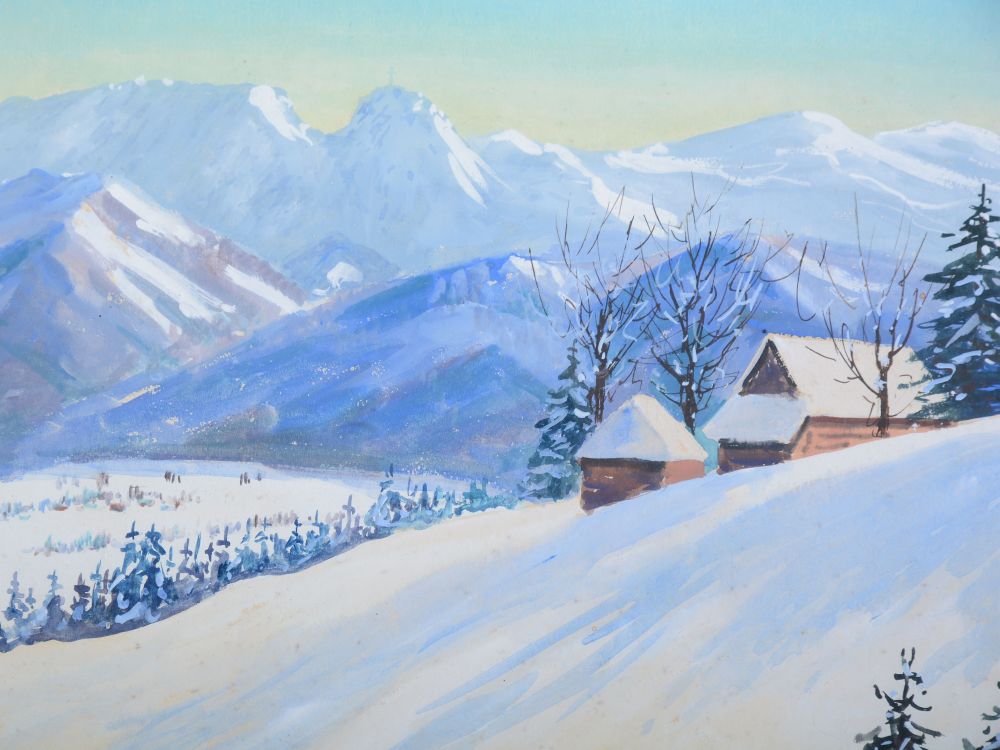 Soter Jaxa-Małachowski (1867-1952) "Giewont zimą", lata 30. XX wieku, źródło: Krakowski Dom Aukcyjny